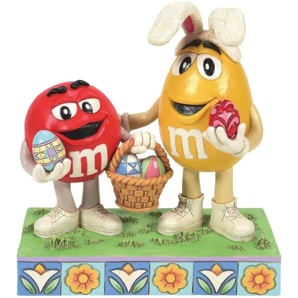 Enesco M&M's by Jim Shore Red and Yellow Characters with Easter Eggs Figurine - Picture 1 of 7
